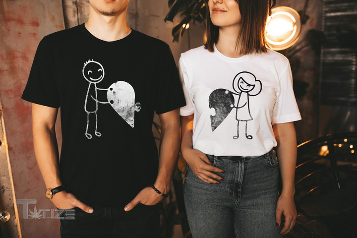 Valentine 2023 Puzzle Heart Shirt-couple Love Shirt-couple Shirts Couples Graphic Unisex T Shirt, Sweatshirt, Hoodie Size S - 5XL