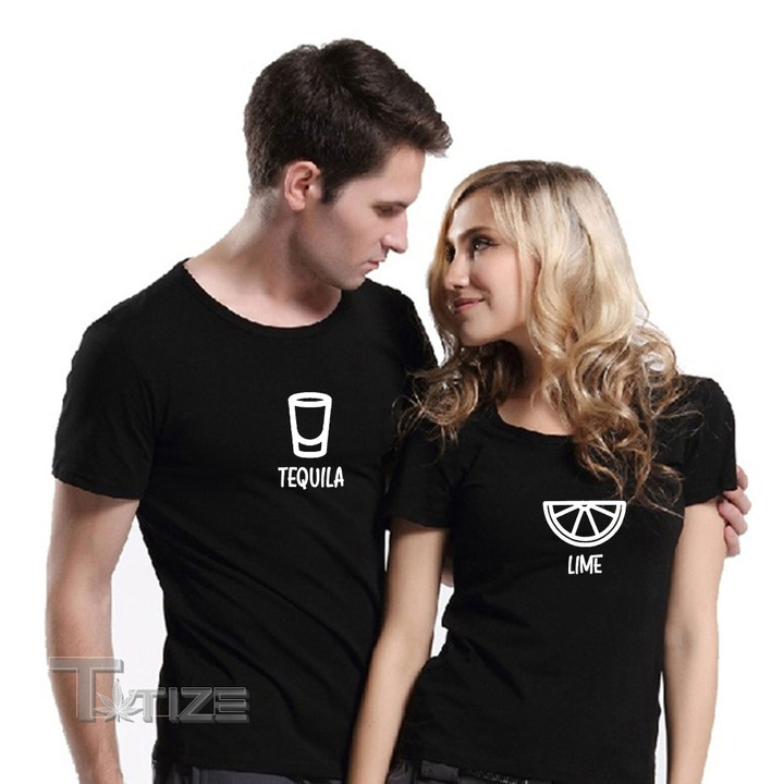 Valentine 2023 Couple Matching Shirts Tequila & Lime Drink Couple Funny Graphic Unisex T Shirt, Sweatshirt, Hoodie Size S - 5XL