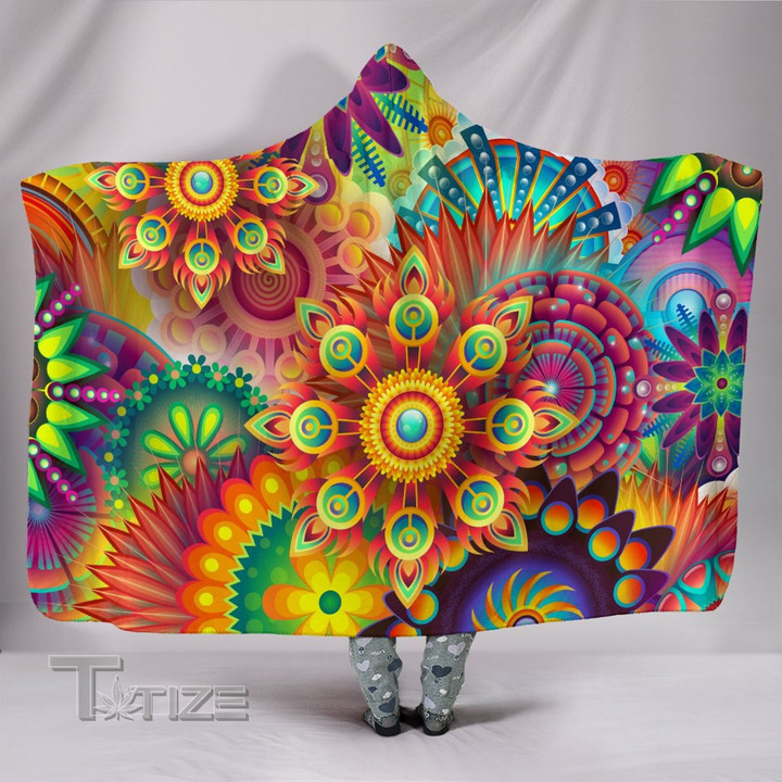 Psychedelic Blanket  Fantasy Floral Hooded Blanket Trippy Hooded Blanket