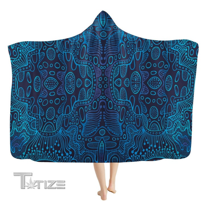 Electric Blue Hooded Blanket  Psychedelic Wearable Sherpa Hooded Blanket