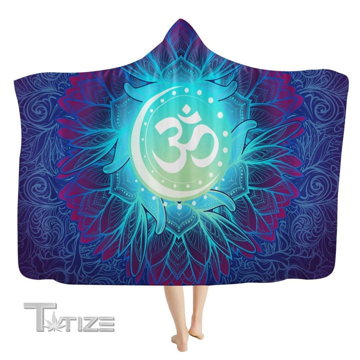 Om Sacred Mantra Hooded Blanket  Spiritual Throw Blanket Aum Hooded Blanket