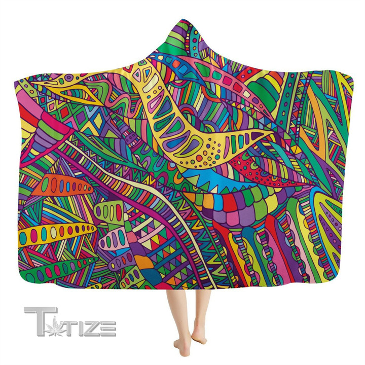 Hippie Rainbow Receptors Hooded Blanket  Colorful Decorative Hooded Blanket