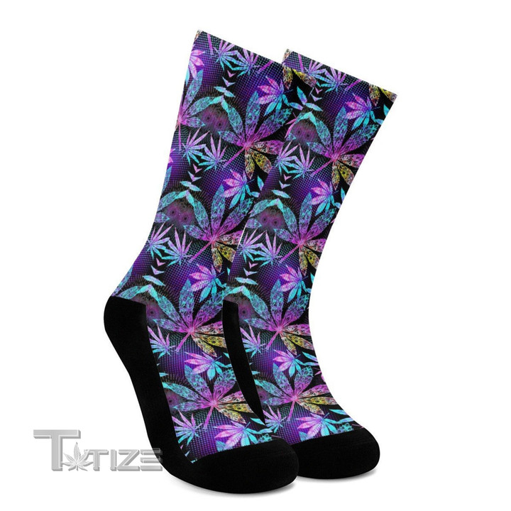 Trippy Cannabis Psychedelic Crew Stoner 420 Socks