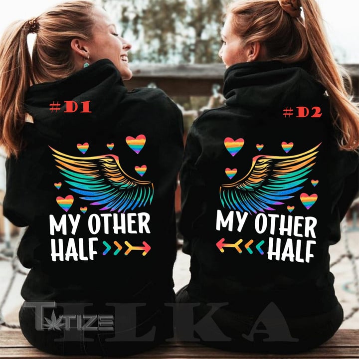 Personalized My Other Half Couple Hoodieangel Wings Matching Graphic Unisex T Shirt, Sweatshirt, Hoodie Size S - 5XL
