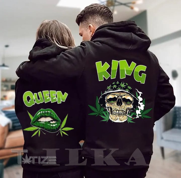 Valentine 2023 Personalized King and Queen Couple Hoodie Matching Hoodie Graphic Unisex T Shirt, Sweatshirt, Hoodie Size S - 5XL