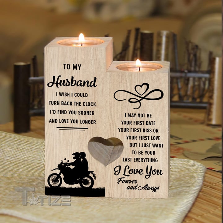 To My Biker Husband I Wish I Could Turn Back The Clock Candle Holder Candle Holder