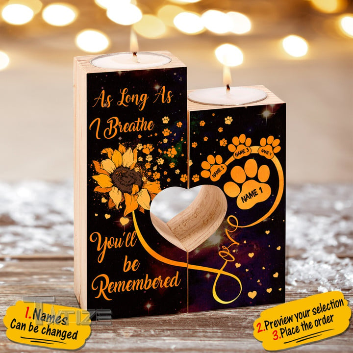 Custom Dog Mom As Long As I Breath You'Ll Be Remembered Candle Holder