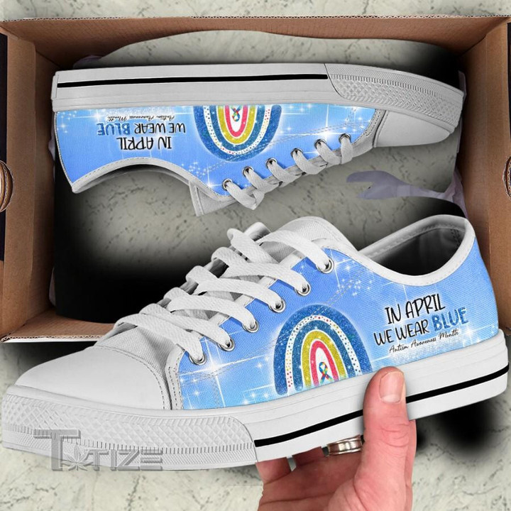 In April We Wear Blue - Autism Awareness Low Top Canvas Shoes