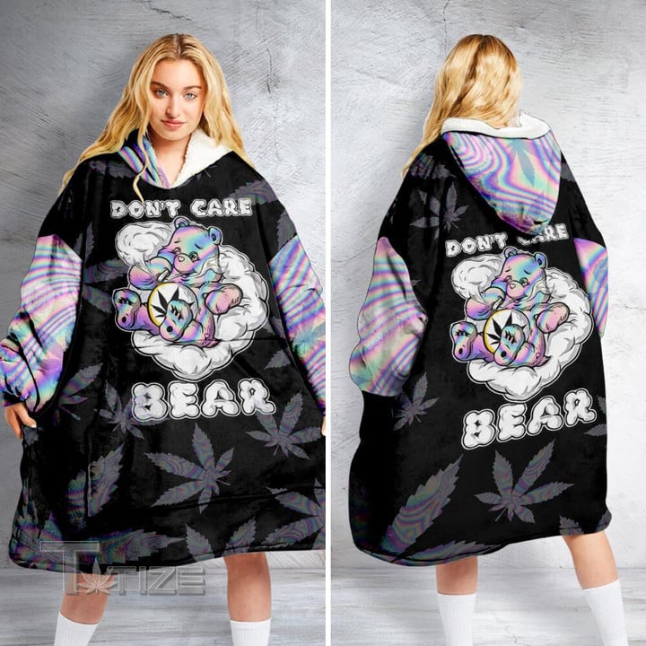 Weed Don't Care Bear Oversized Hoodie Blanket