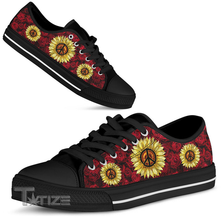 Roses And Sunflowers Hippie Low Top Canvas Shoes