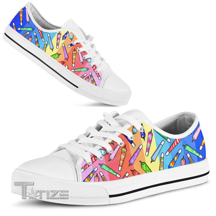 High Everyday And Every Night - Weed Low Top Canvas Shoes