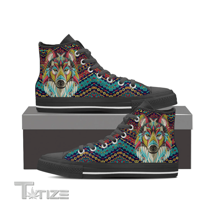 Native American Wolf Totem Unisex High Top Canvas Shoes