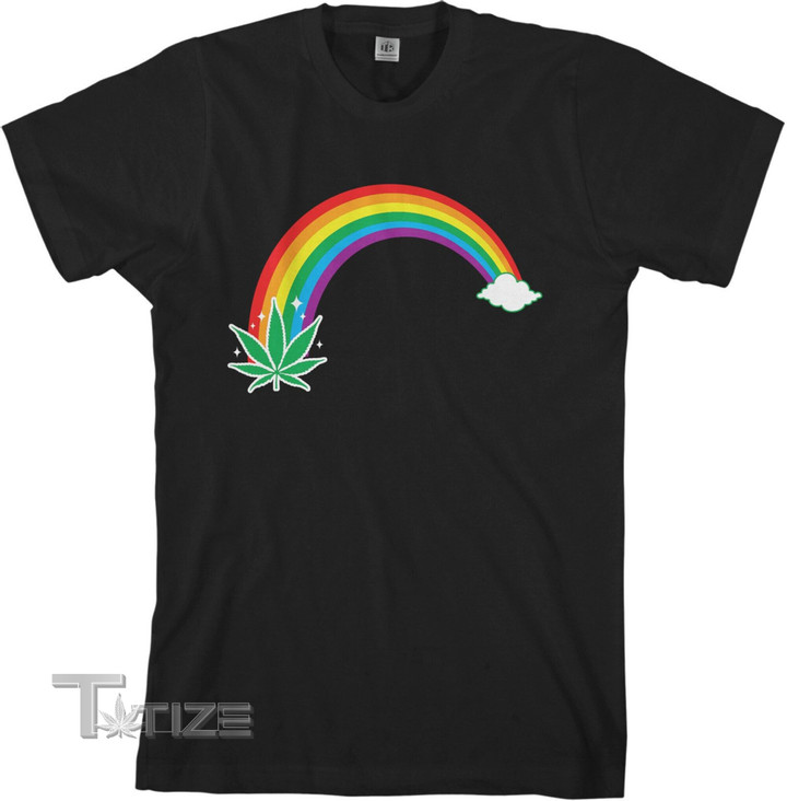 Marijuana Leaf End of the Rainbow Graphic Unisex T Shirt, Sweatshirt, Hoodie Size S - 5XL