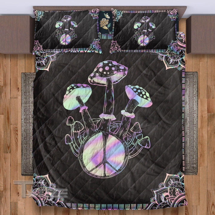 Mushroom LSD Psychedelic Quilt Bedding Set