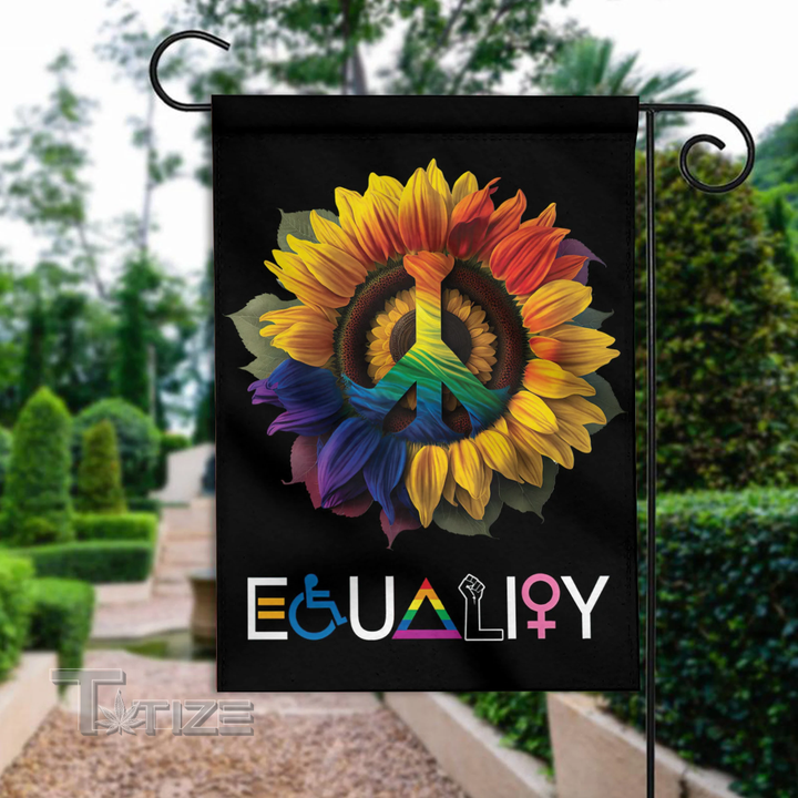 Equality Sunflower Peace Sign Garden Flag Equality Flower Garden Flag, House Flag