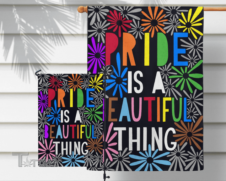 Pride is A Beautiful Thing Garden Flags Floral Rainbow Pride Garden Flag, House Flag