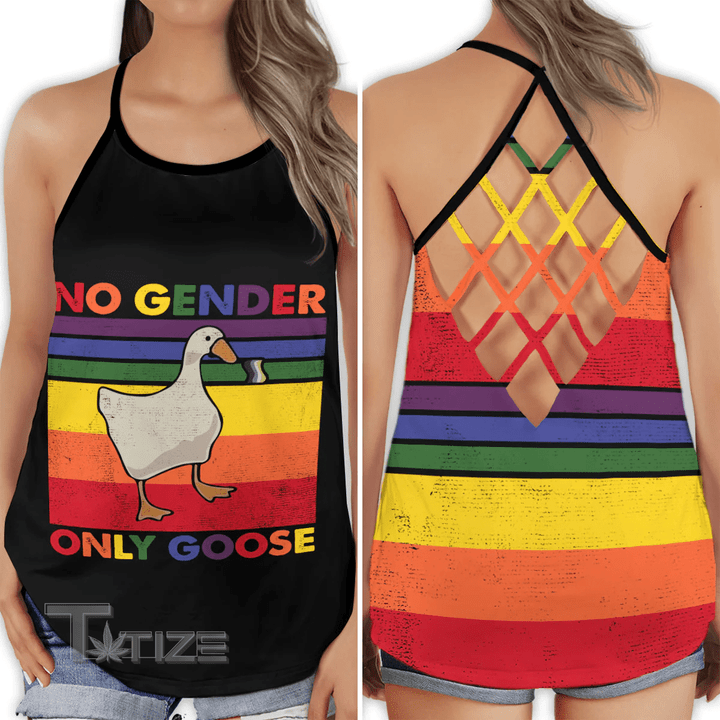 LGBT No Gender Only Goose Criss-Cross Open Back Cami Tank Top