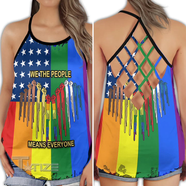 LGBT We The People Means Everyone Cool Style Criss-Cross Open Back Cami Tank Top