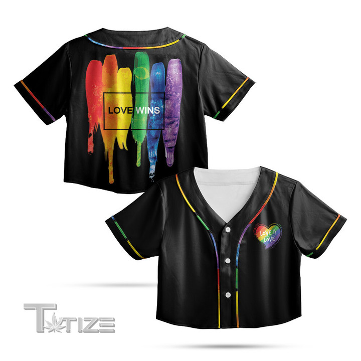 LGBTQ Pride Love Wins Crop Top Baseball Shirt