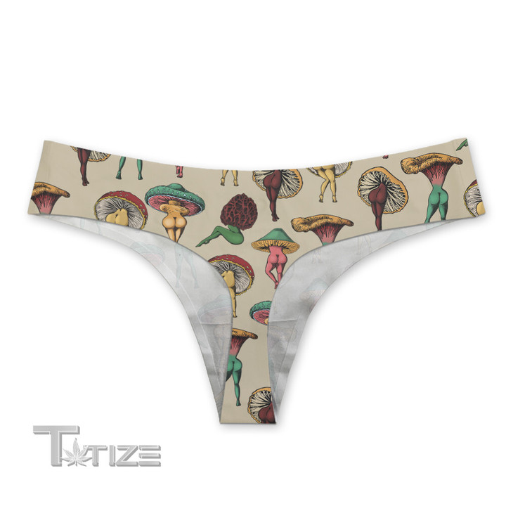 Weed Sexy Butts Mushroom Pattern Sexy Women Thong