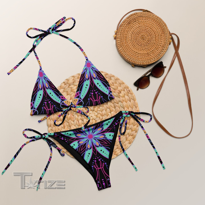 Cute Pinstripe Flower All-over Print Recycled String Bikini String Bikini