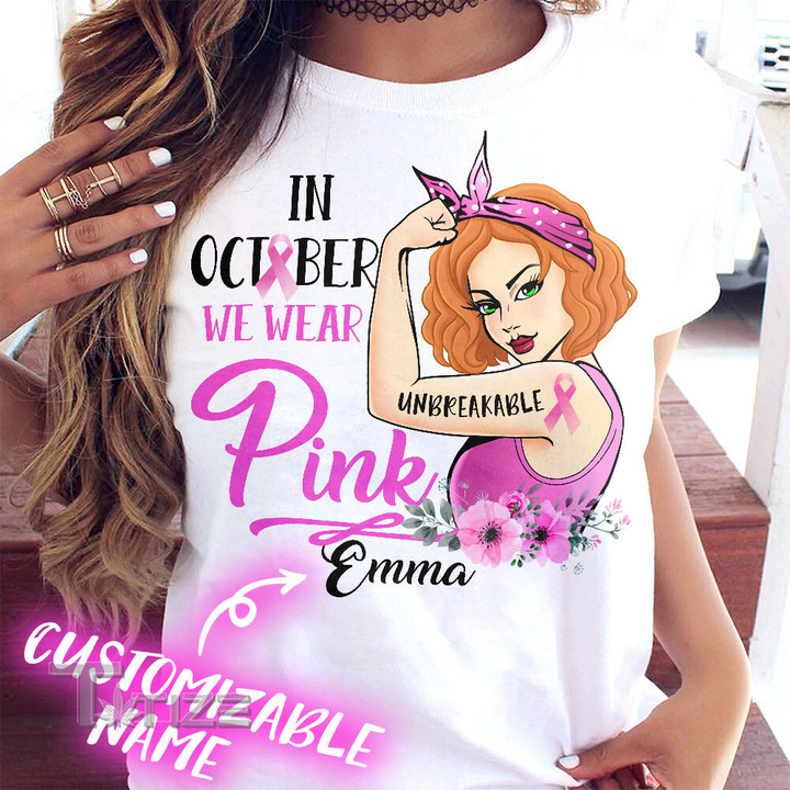 Breast Cancer In October We Wear Pink Graphic Unisex T Shirt, Sweatshirt, Hoodie Size S - 5XL