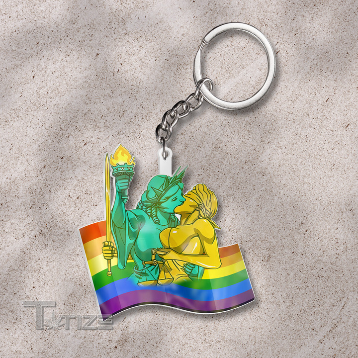 LGBTQ Pride Liberty Justice Acrylic Keychain