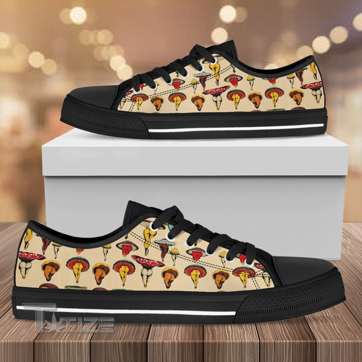 Mushroom psychedelic color pattern Low Top Canvas Shoes