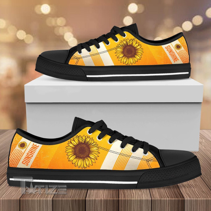vintage sunflower Low Top Canvas Shoes