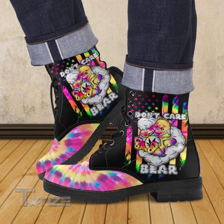 Weed Don't Care Bear Flag Tiedye Leather Boots
