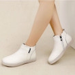 OCW Women White Leather Ankle Boots Comfortable Fur Lined Super Warm Winter Shoes