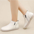 OCW Women White Leather Ankle Boots Comfortable Fur Lined Super Warm Winter Shoes