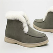 OCW Women Fur Ankle Boots Warm Winter Genuine Suede Comfortable Flats