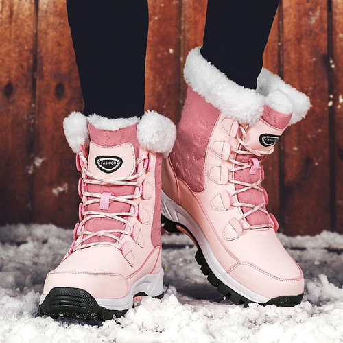 OCW Women Anti-slip Fur Warm Waterproof Snow Boots Size 5-11