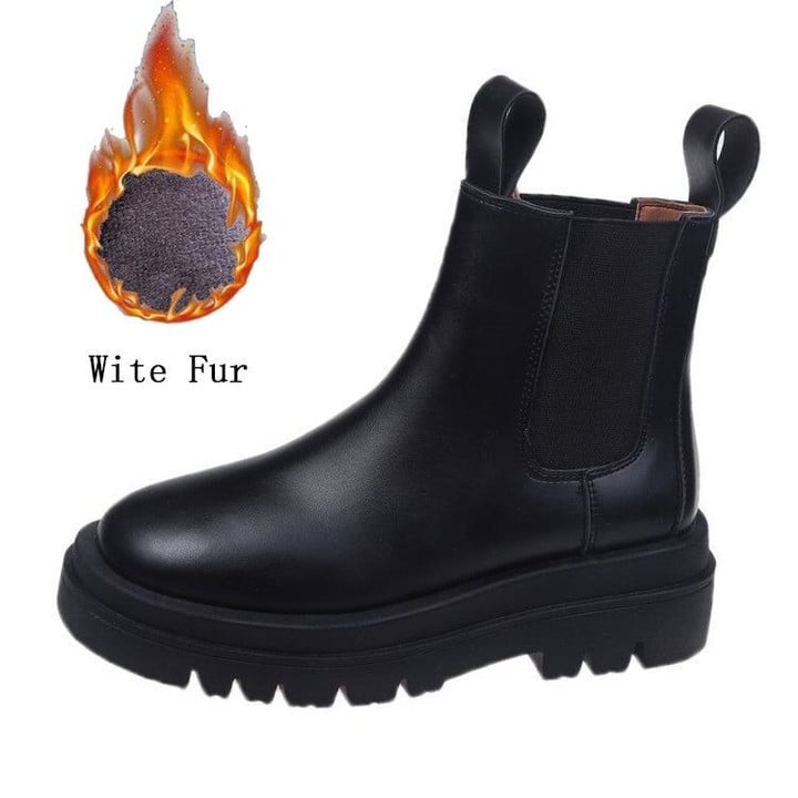 OCW Women Chelsea Boots With Fur Lined Keep Warm Shoes