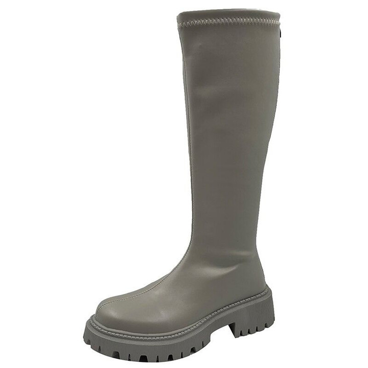 OCW Female Genuine Leather Boots Knee High Warm Winter Waterproof Comfortable