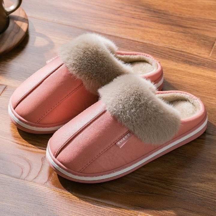 OCW Winter Slippers For Women Soft Comfortable Warm Plush Waterproof Upper Closed Toe Home Shoes