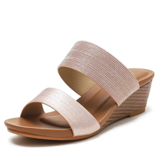OCW Women Sandals Metal Strap Design Wedge Comfy Shock-resistance Luxury Casual Summer Footwear Size 6.5-12.5