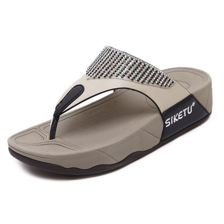 OCW Fashion Soft Women Slippers Diamond Rhinostones Beach Summer Sandals Size 6-9.5