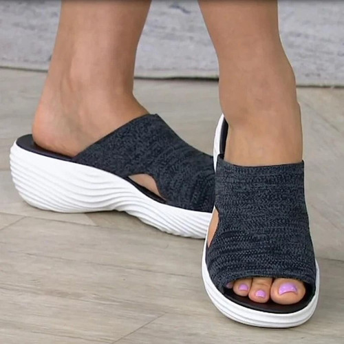 OCW Women Super Soft Sandals Knitted Slope Heel Sports Correction Design