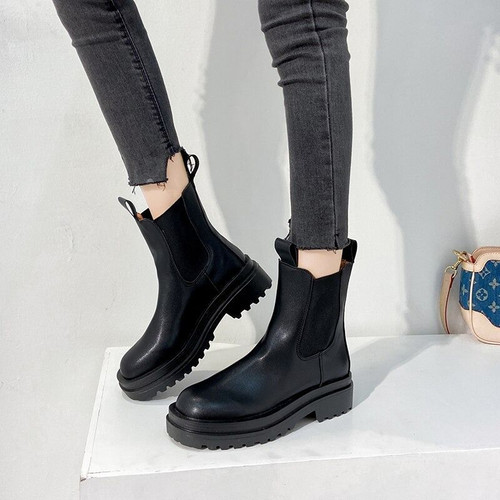 OCW Women Chelsea Boots With Fur Lined Keep Warm Shoes