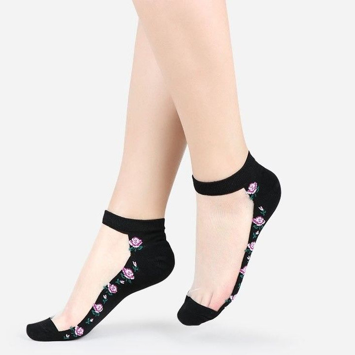 OCW Women Socks Soft Stretchable Comfortable Pure Silk Design (Set 10 Pairs)
