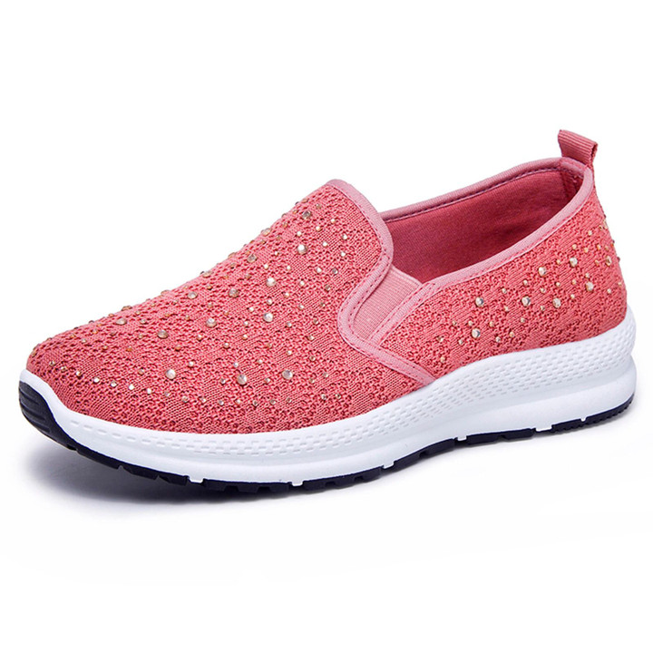 OCW Women Sneakers Flat Mesh Crystal Comfortable Non-Slip Sports Shoes