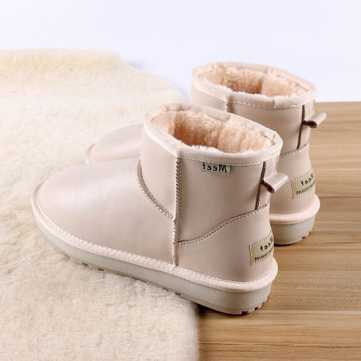 Women Leather Boots Warm Winter Ankle Boots