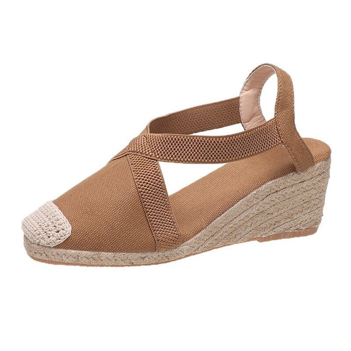 OCW Wedges Women Shoes Closed Toe Espadrille Platform Height Increase Sandals Size 6-10.5