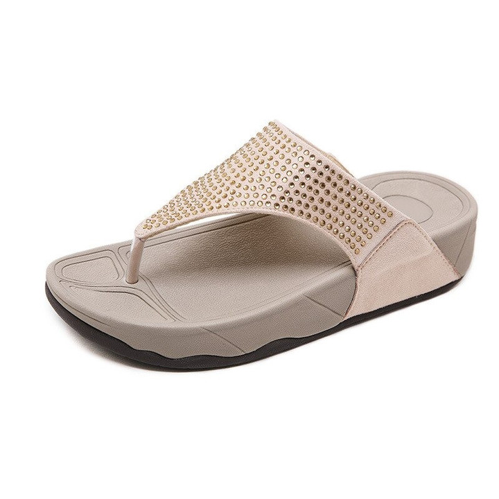 OCW Sandals Women Platform Slippers Fashion Casual Rhinestones Flip Flops Size 5.5-9