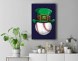 Baseball St Patricks Day Boys Men Ball Leprechaun Catcher Premium Wall Art Canvas Decor-New Portrait Wall Art-Navy