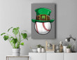 Baseball St Patricks Day Boys Men Ball Leprechaun Catcher Premium Wall Art Canvas Decor-New Portrait Wall Art-Gray