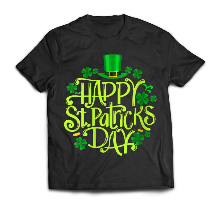 Womens Happy St Saint Patrick's Day T-shirt-Men-Black