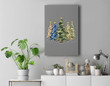 Camo Print Christmas Trees with Camouflage Print Xmas Premium Wall Art Canvas Decor-New Portrait Wall Art-Gray